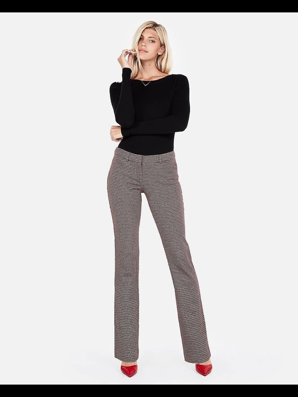 Express Houndstooth Straight-Leg Trousers - Black/Brown